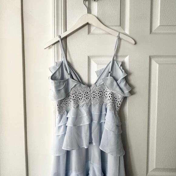 Glamorous Collection Lulus Frill Of A Lifetime Blue Tiered Maxi Dress Medium - Picture 9 of 11